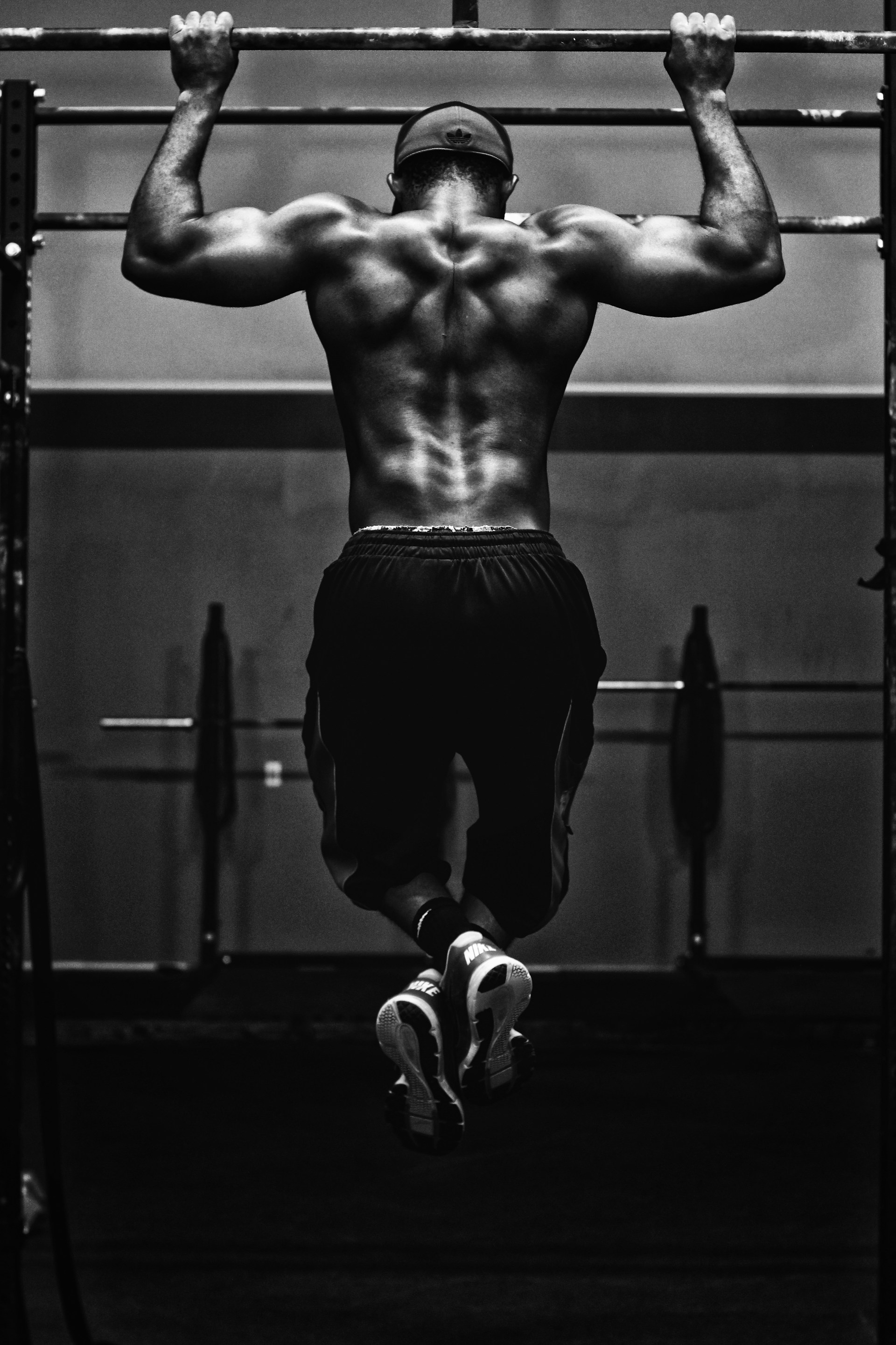 Athlete training with battle ropes